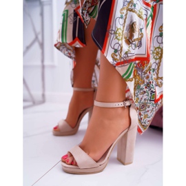 ADY Ženske bež sandale na platformi Debora na peti 1