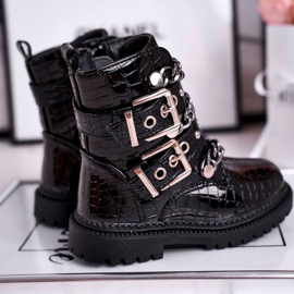 FRROCK Dječje tople čizme s kopčama ispisuju Black Fun Time crna 1