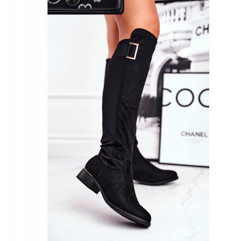 EVE Ženske čizme do koljena antilop / lycra crna Nash 1