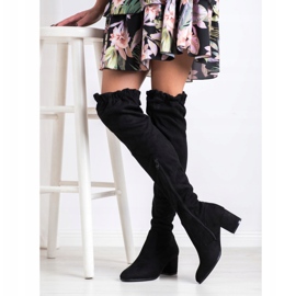 SHELOVET Visoke čizme od antilopa crna 1