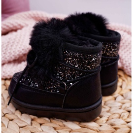 FRROCK Dječje čizme za snijeg s krznom Crna Minnie Mouse crno srebro 4