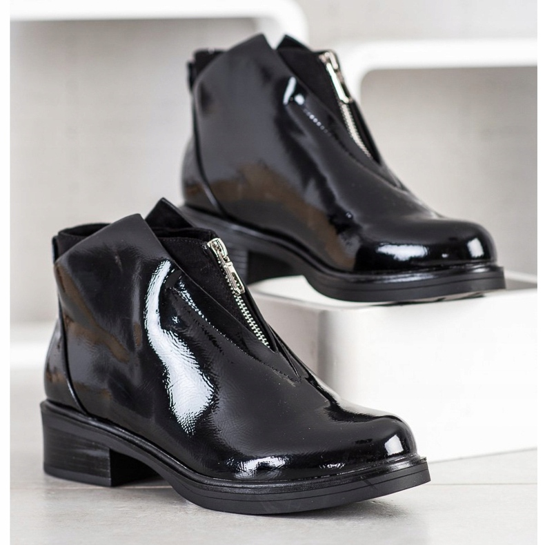 Gogo Lakirane čizme s patentnim zatvaračem crna 2