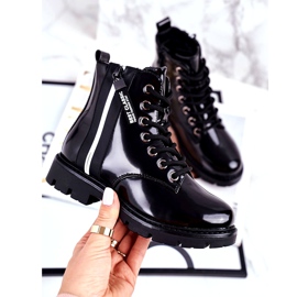 Vinceza Dječje čizme tople s patentnim zatvaračem, lakiranim crnim sokolom crna 1