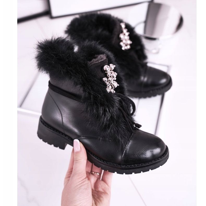 MSMG Dječje crne tople čizme od krzna Ella crna 2