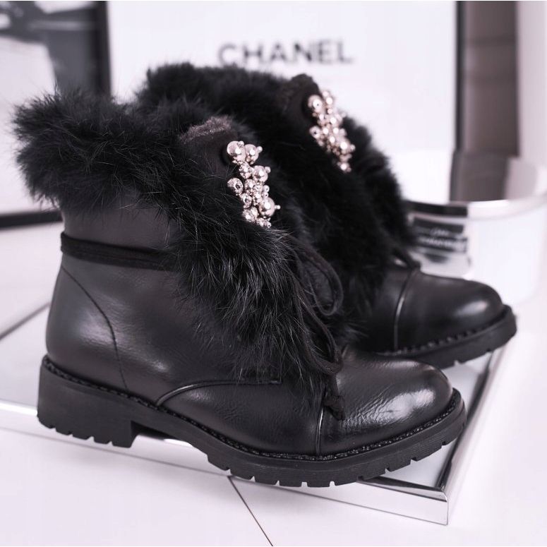 MSMG Dječje crne tople čizme od krzna Ella crna 1