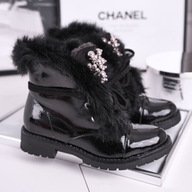 MSMG Dječje čizme topla lakirana crna Ella crno 1