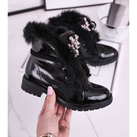 MSMG Dječje čizme topla lakirana crna Ella 2