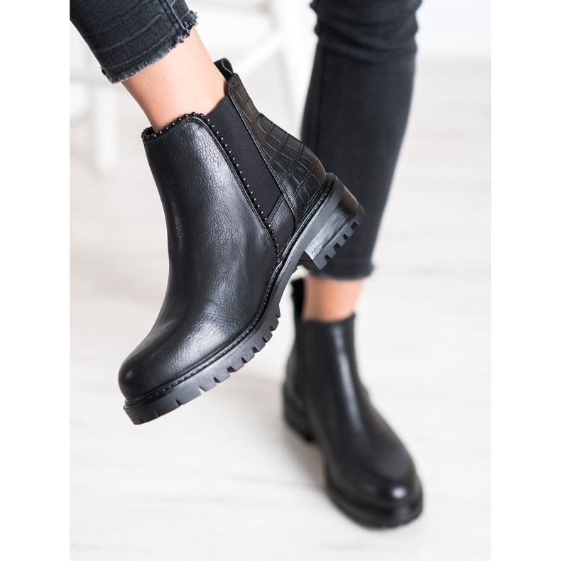 Super Me Crne čizme Jodhpur Snake Print crno 2