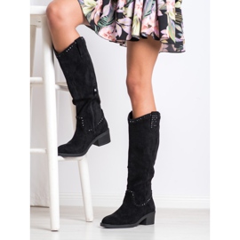 Small Swan Kaubojske čizme s ukrasima crno 1