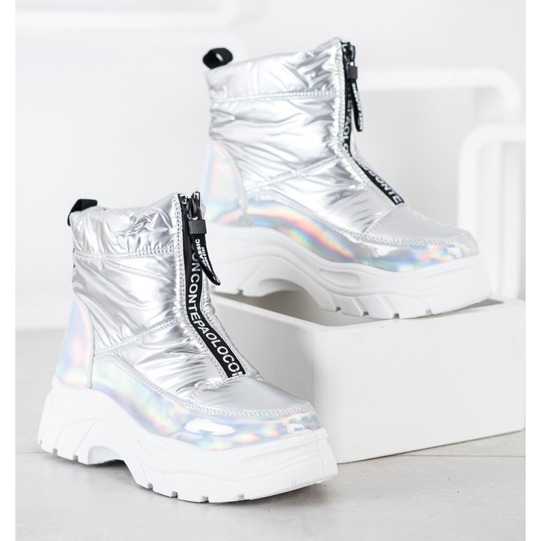 SHELOVET Snježne čizme na klizaču srebro 2