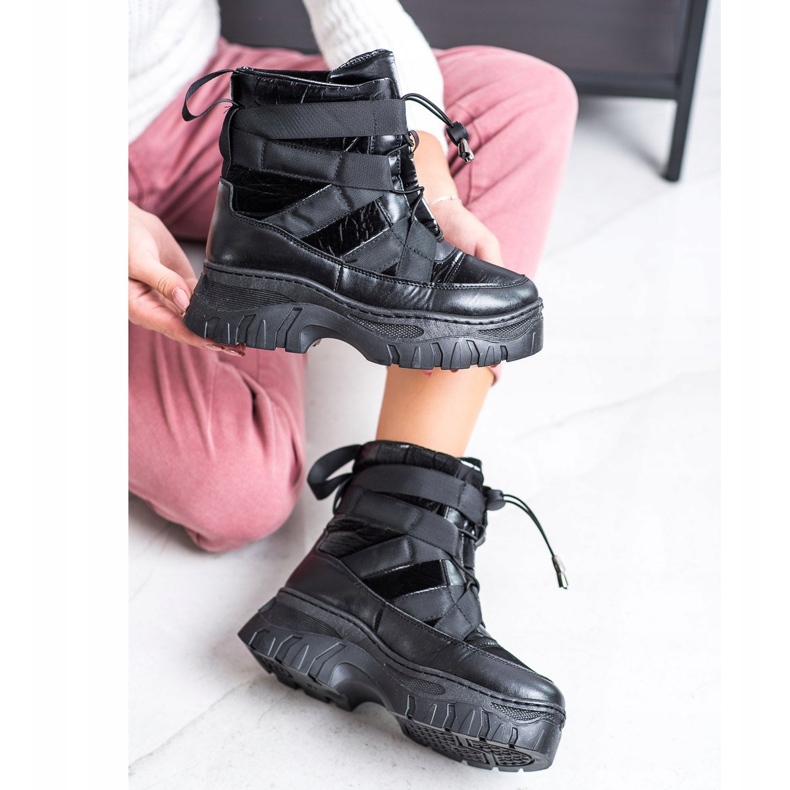 SHELOVET Crne čizme za snijeg sa zagrijavanjem crno 2