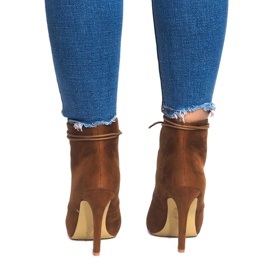 Čizme na visoku petu H253 Camel smeđa 1