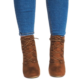 Čizme na visoku petu H253 Camel smeđa 2