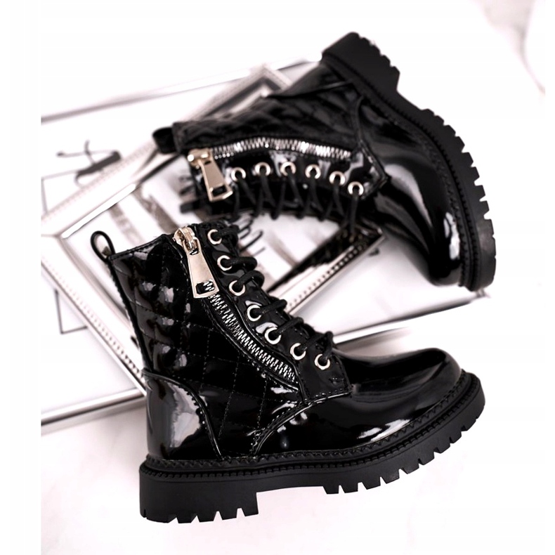 FRROCK Dječje čizme zagrijane krznom, lakirane u crnoj boji Reci ti crna 2