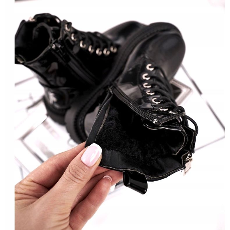 FRROCK Dječje čizme zagrijane krznom, lakirane u crnoj boji Reci ti crna 3