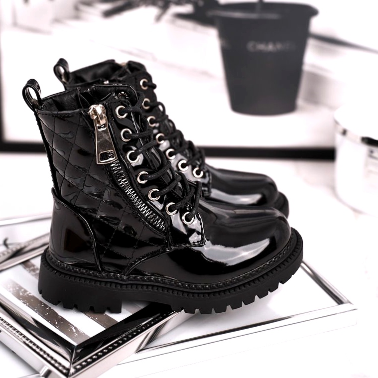 FRROCK Dječje čizme zagrijane krznom, lakirane u crnoj boji Reci ti crna 1