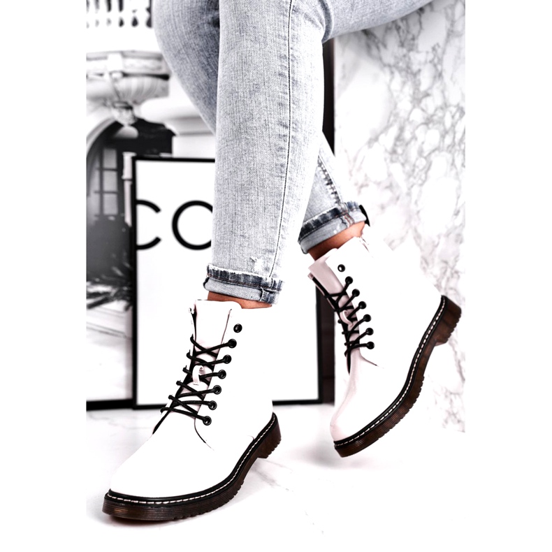 Evento Ženske čizme, lakirane bijele čizme 20bt35-3001 bijela 2