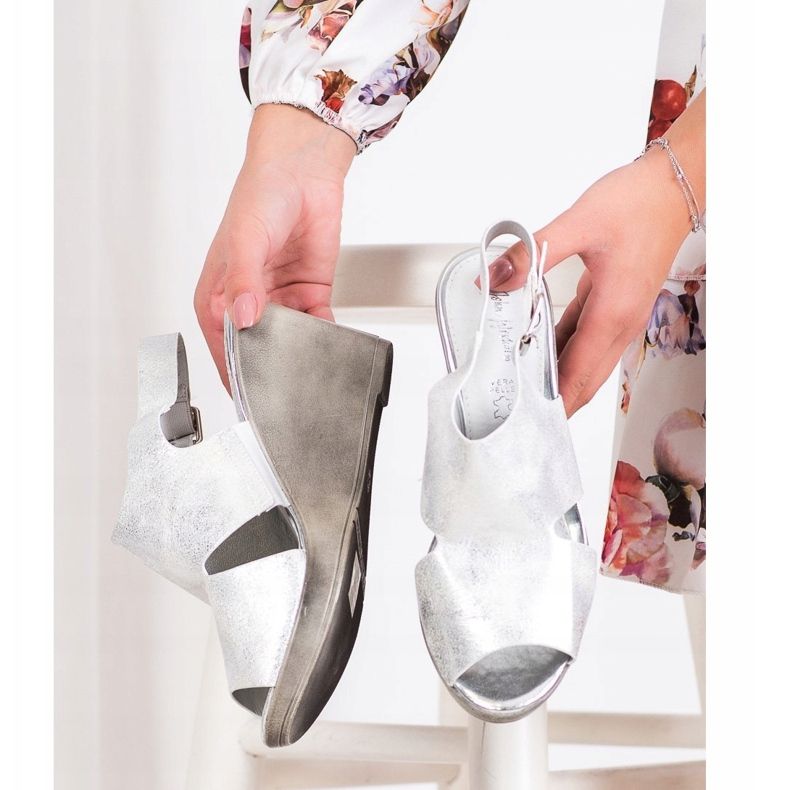 SHELOVET Sandale sa srebrnim klinom srebro 2