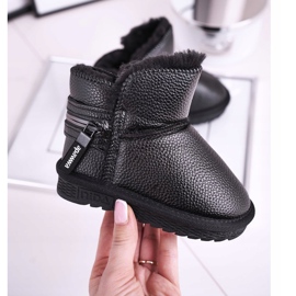 Apawwa Dječje crne tople čizme za snijeg Neka pada snijeg crno 2