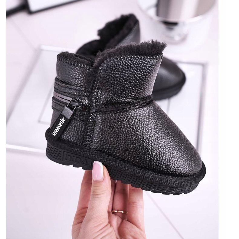 Apawwa Dječje crne tople čizme za snijeg Neka pada snijeg crno 2