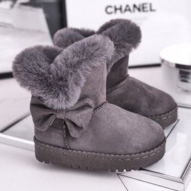 FRROCK Dječje čizme za snijeg Vella sive boje s krznenom mašnom siva 1