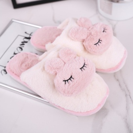 Ženske krznene papuče, bijeli i ružičasti zec od krzna ružičasta 1