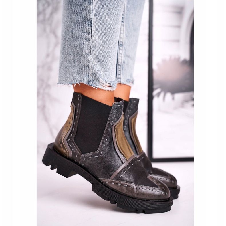 Ženske kožne čizme Jodhpur Maciejka Siva 04634-03 bež smeđa 2