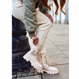 FS1 Ženske čizme na platformi Bež Topli Seul 1