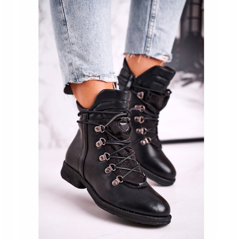 Ženske crne tople čizme s kubnim cirkonijom Gisele crno 1