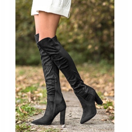 Sweet Shoes Visoke čizme u špicu crno 2