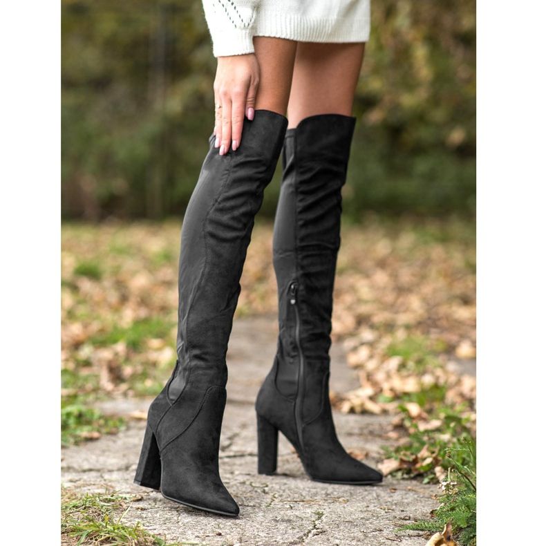 Sweet Shoes Visoke čizme u špicu crna 1