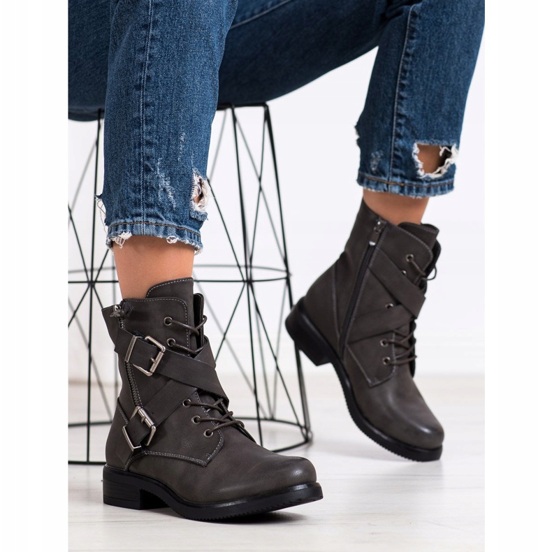 Kayla Klasični radnici s kopčama siva 1