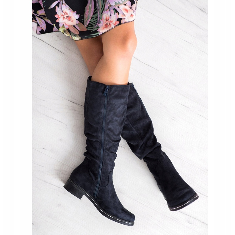 Super Me Čizme s kubnim cirkonijem tamnoplava plava 2