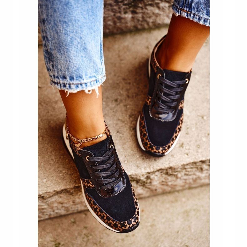 S.Barski Ženske sportske cipele Tenisice Crno -bijele Metronus bež crna zlatni 3