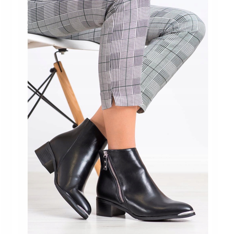 Kayla Elegantne čizme s patentnim zatvaračem crno srebro 1