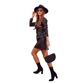 Ženske čizme Big Star na stupu GG274397 crne crno 2