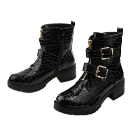 Crne ravne izolirane, lakirane čizme Lineley crno 2