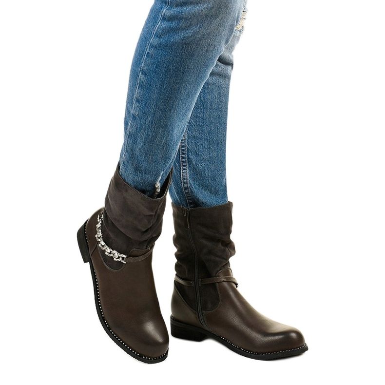 Sive ravne gležnjače s patentnim zatvaračem Petgell siva 1