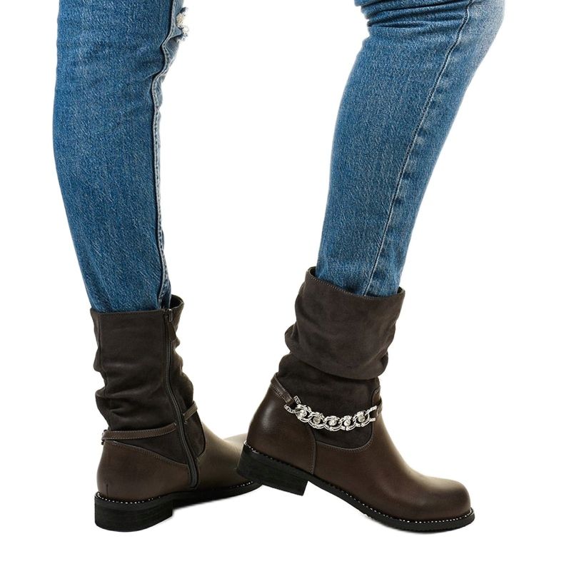 Sive ravne gležnjače s patentnim zatvaračem Petgell siva 2