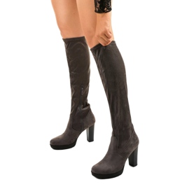 Sive čizme na stupu od eko-antilopa Funnyfreeze siva 1