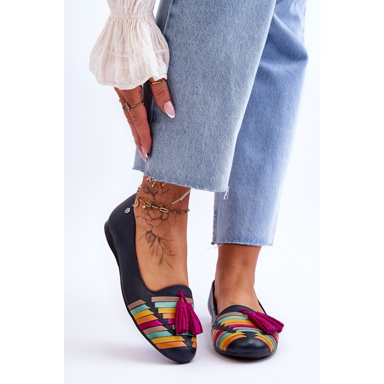 Maciejka kožne balerinke s resama tamnoplave 04016-17 raznobojna 1