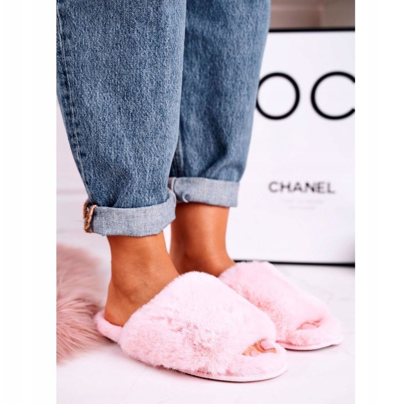 Ženske ružičaste krznene papuče Sweet ružičasta 1