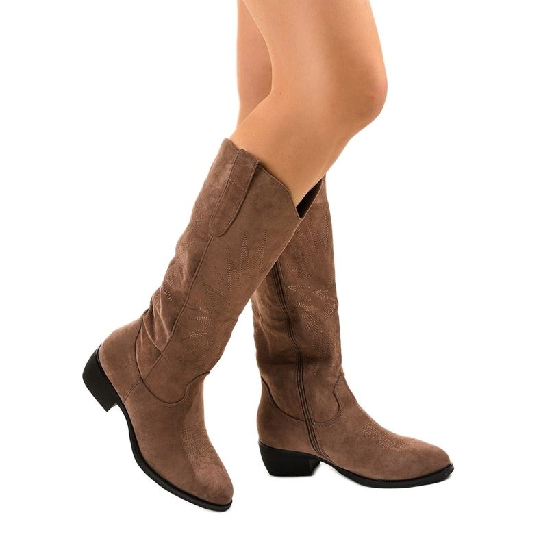 Visoke kaubojske čizme od hakirane antilopa kaki zelena 1