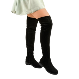 Crne ravne gležnjače s dugim gornjim dijelom Aeleos crna 1