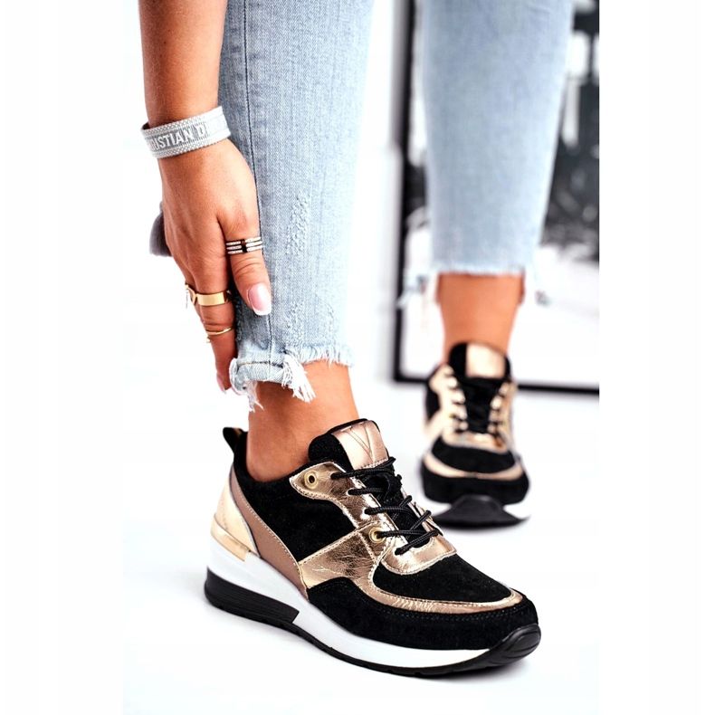 Vinceza Ženske sportske cipele kožne crne i zlatne 21-7777 crno zlatna 1