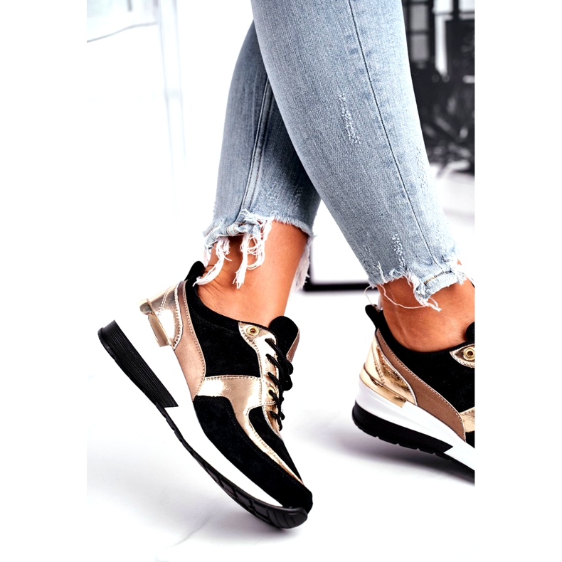 Vinceza Ženske sportske cipele kožne crne i zlatne 21-7777 crno zlatna 3