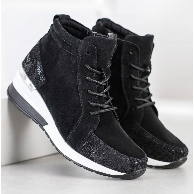 Filippo Kožne čizme na vezanje crno 1