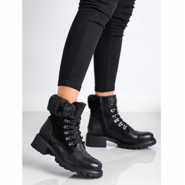 Super Mode Tople, zavezane čizme crno 1