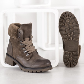 Super Mode Tople, zavezane čizme siva 1