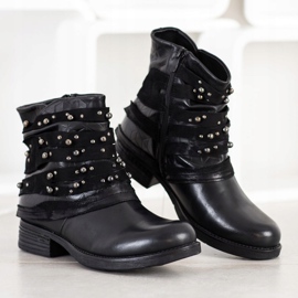 Queentina Udobne čizme s ukrasima crna 1